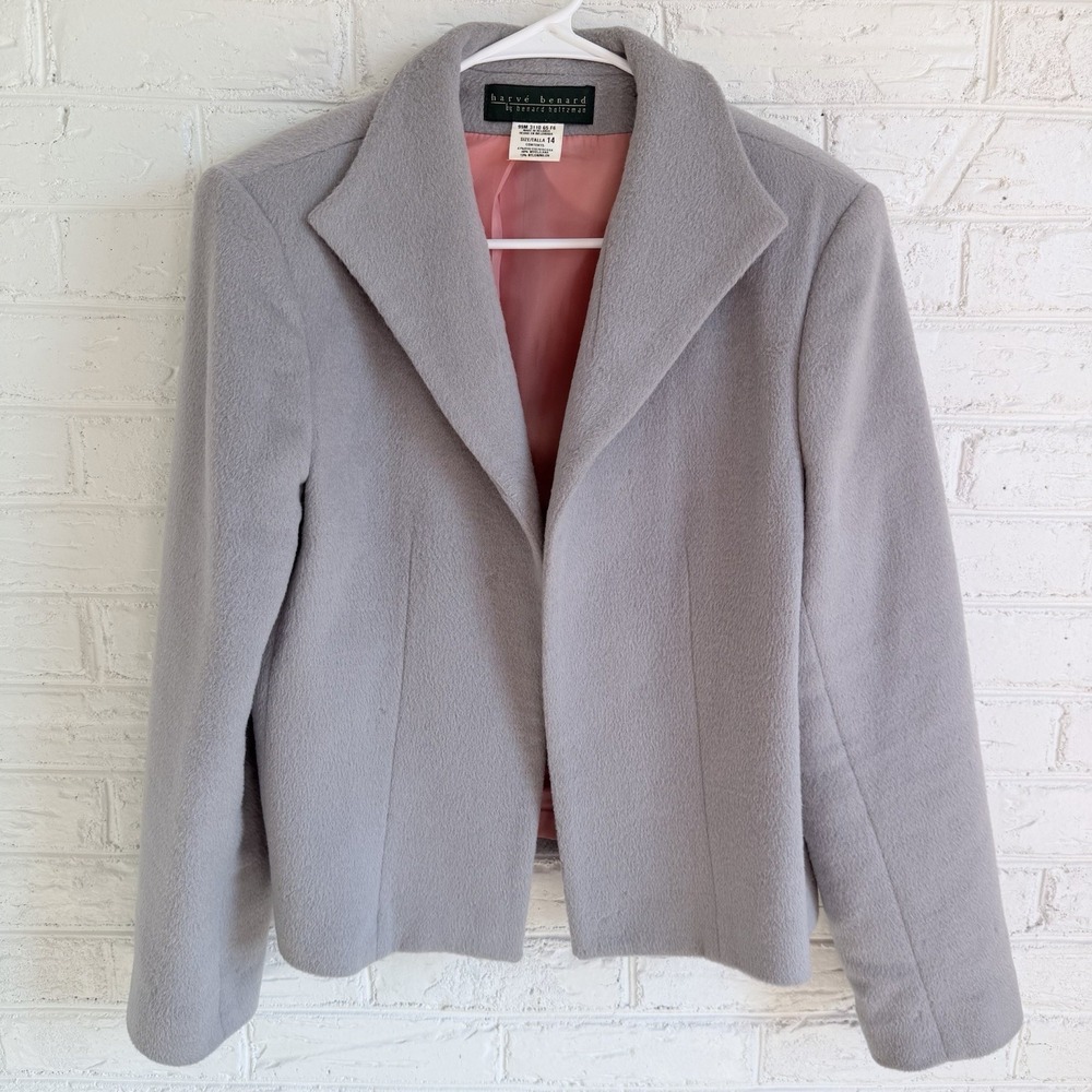 Vintage Harve Benard Wool Blend Suit Jacket Coat Blazer Gray Size‎ 14 Womens